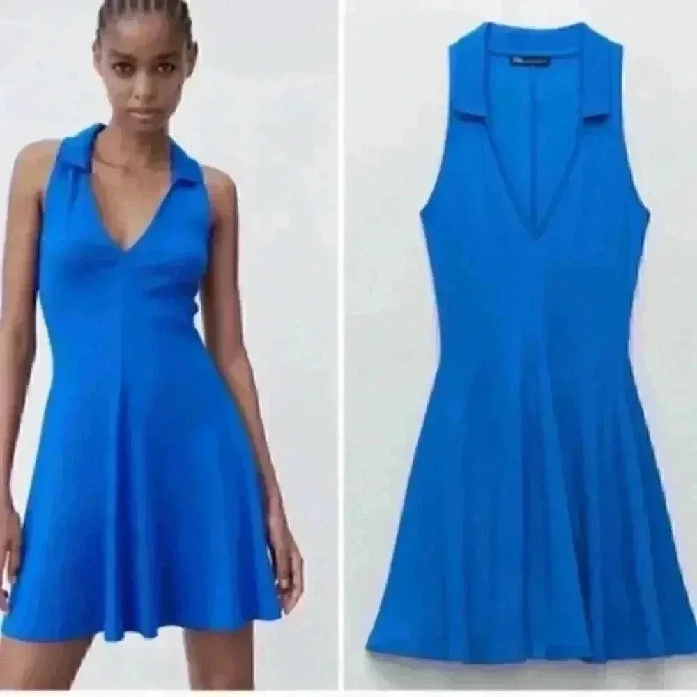 Zara Cotton Skater Knit Mini Dress